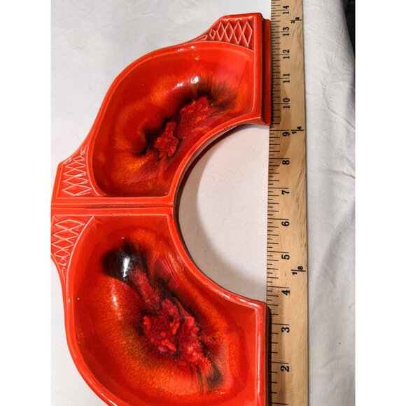 Calif. Orig. 755 759 U. S. A. Pottery MCM Serving Set Bright Orange Red - Picture 10 of 12